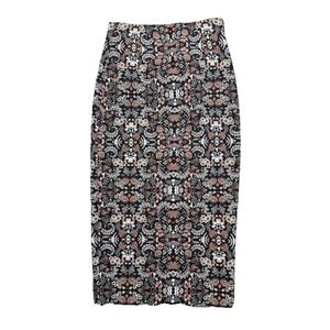 Zara Floral Bodycon Midi Skirt Womens Small Dark‎ Feminine Classic Preppy Work